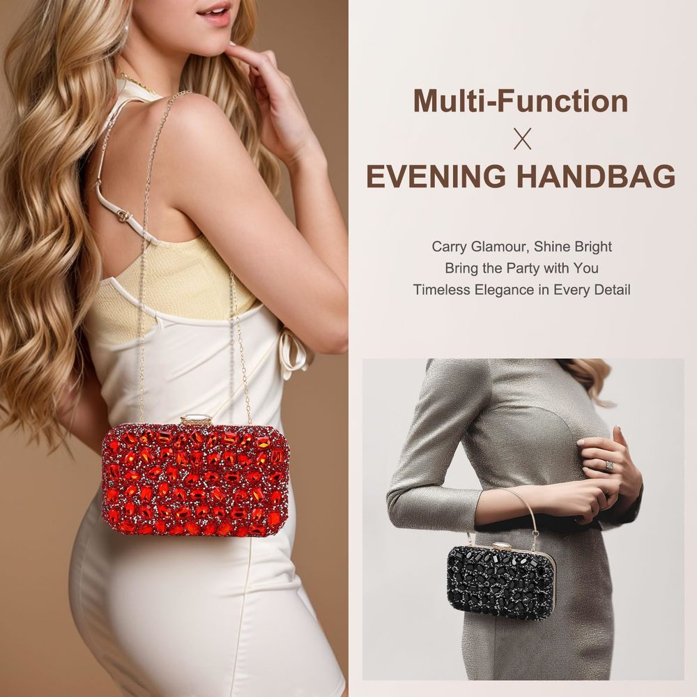 Evening Bags Clutch Purses mal, Gemstone Handbag Crystal :3 - Picture 6 of 7